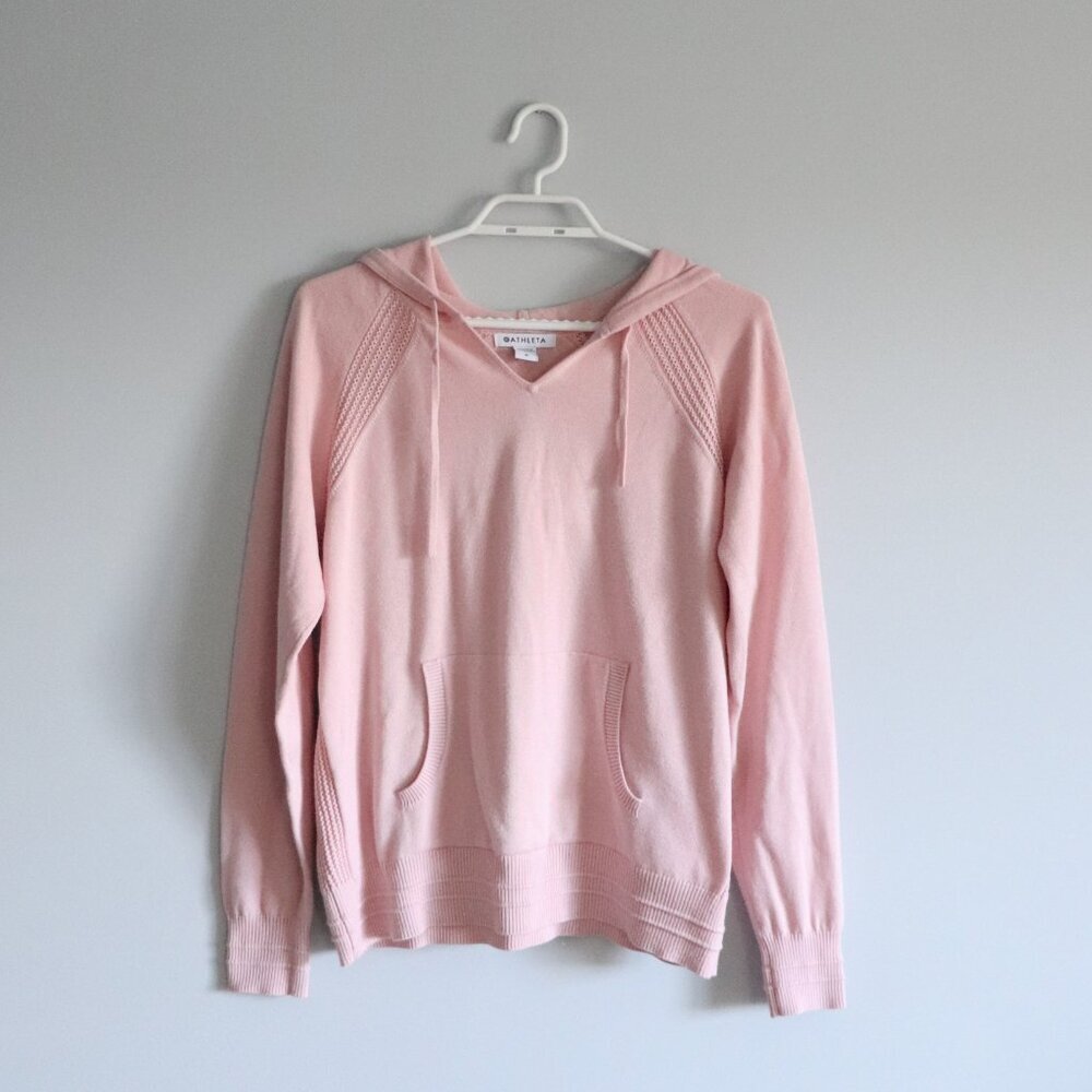 Athleta Women's Sz M Pink Evergreen Stretch‎ Lightweight Relaxed Hoodie Sweater